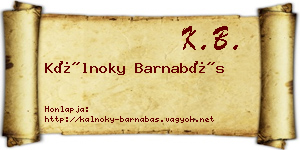Kálnoky Barnabás névjegykártya